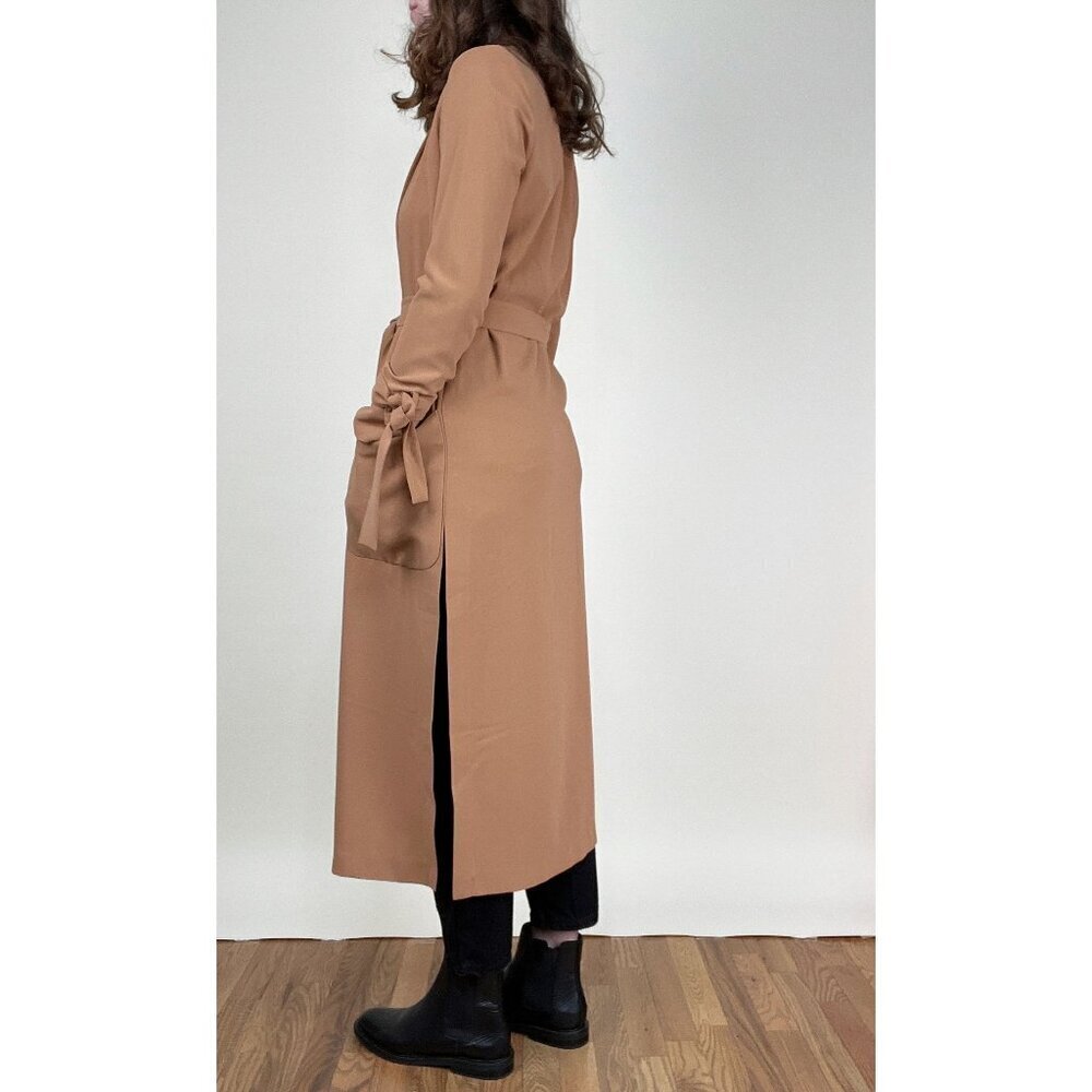 Anthropologie Amanda Uprichard Long Duster Trench Peacoat Old Money Quiet Luxury - Picture 3 of 8